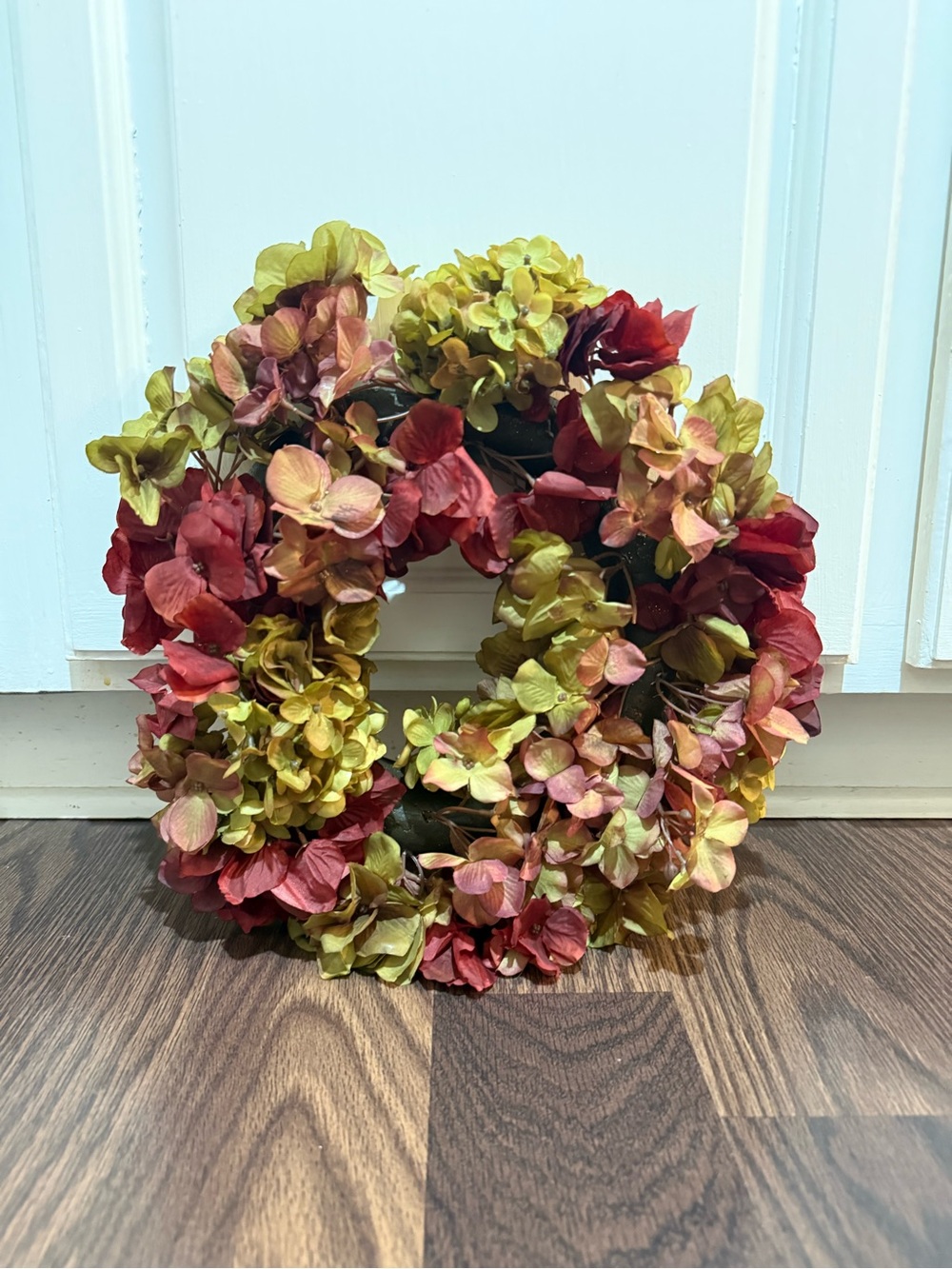Autumn Hydrangea Wreath - Red & Green